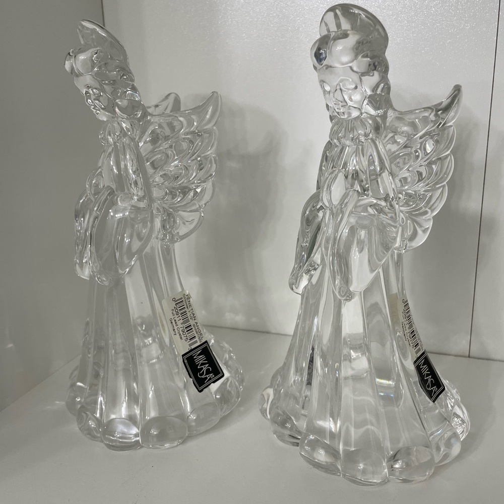Vintage Pair of Mikasa Venetian Angel Glass Figurine Candle Holder.